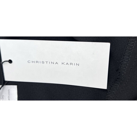 Christina Karen Flared Leg Trousers Black Cropped Minimalist Modern Chic Size XS - Picture 15 of 16